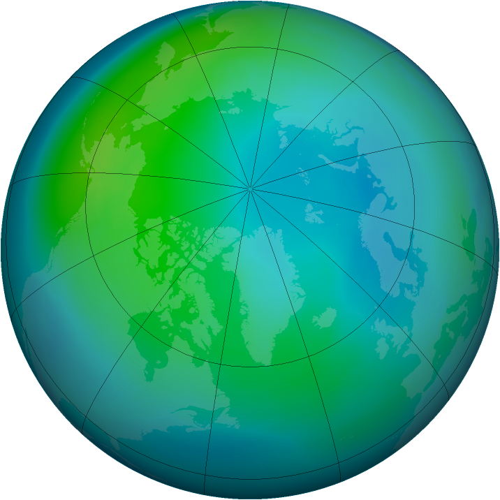 Arctic ozone map for October 2005